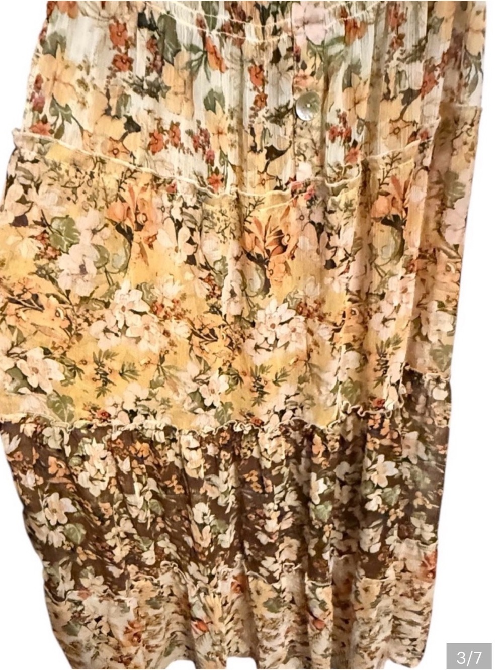 Floral Tiered Maxi Dress - Beige Floral - Picture 3 of 4